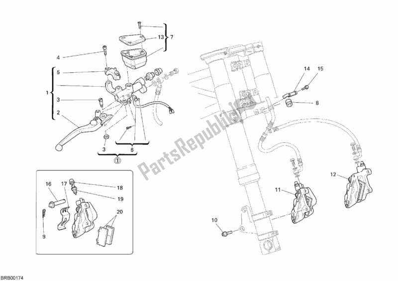 Wszystkie części do Przedni Uk? Ad Hamulcowy Ducati Sport ST3 S ABS 1000 2007
